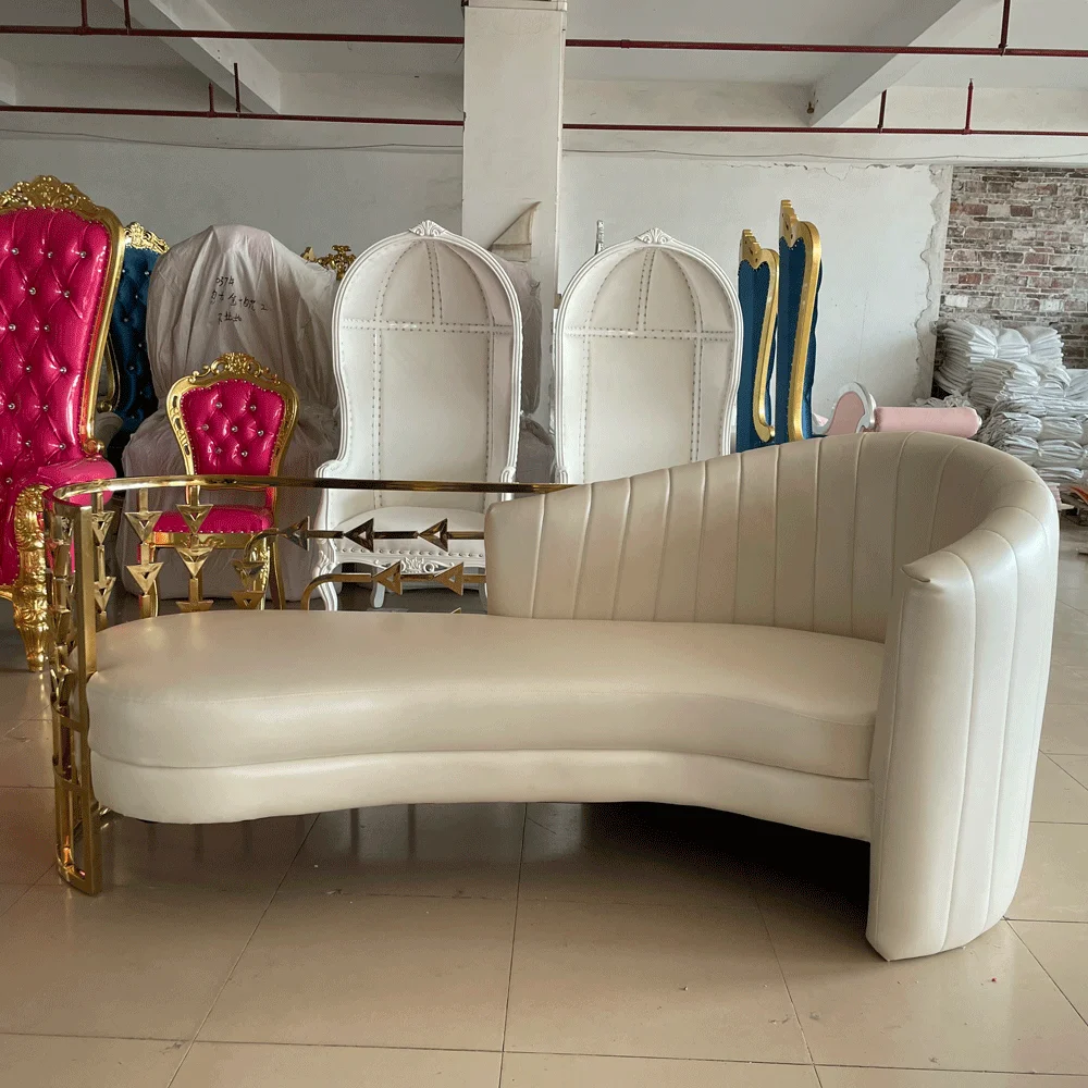 Luxury Gold New Style Wedding Two Seat Throne Sofa King Chair Set For Sales