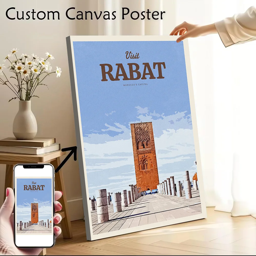 Visit Rabat Canvas Wall Arts Poster Customizable Pictures Printing for Room Bedroom Decoration Art Print Painting Bathroom Decor