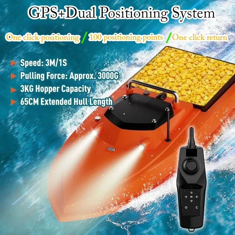 

Remote Control Bait Boat 12V High Power 100 GPS with 46800mAh Battery 795 Large Motor Trawl Net Bait Casting