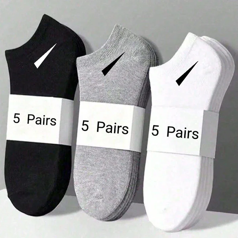 

5 Pairs Unisex Casual Plain Color Boat Socks Thin Breathable Comfy Anti Odor Sweat-absorbing Ankle Socks For Men Women
