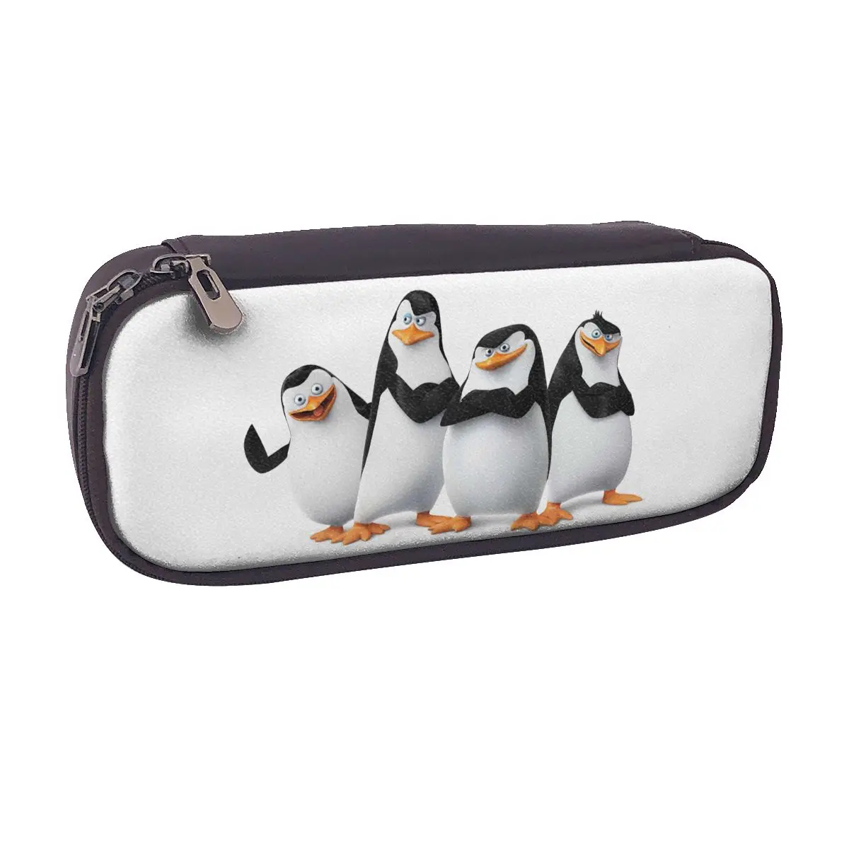 

Pose Penguins Of Madagascar Leather Pencil Case for Kids Gifts Pen Box Pencil Bag Stationery Supplies Pen Holder Bag