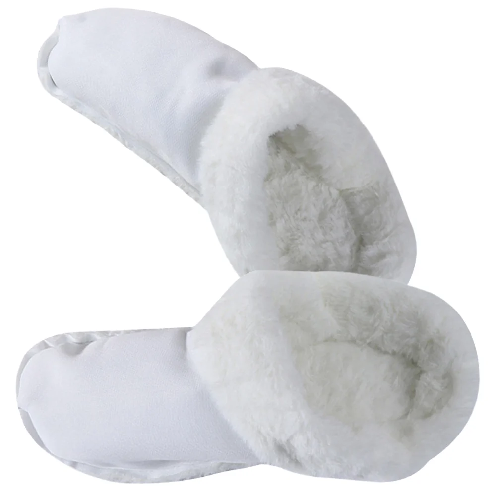 House Slippers for Woman Velvet Lined Shoe Covers Insert Mop Fuzzy Insoles Women White Child