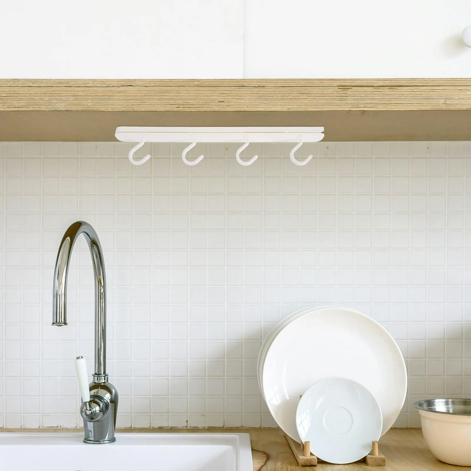 

Punch Free Retractable Hanging Hook Sliding Saving Organizer Under Cabinet Kitchenware Holder Key Towel Clothes