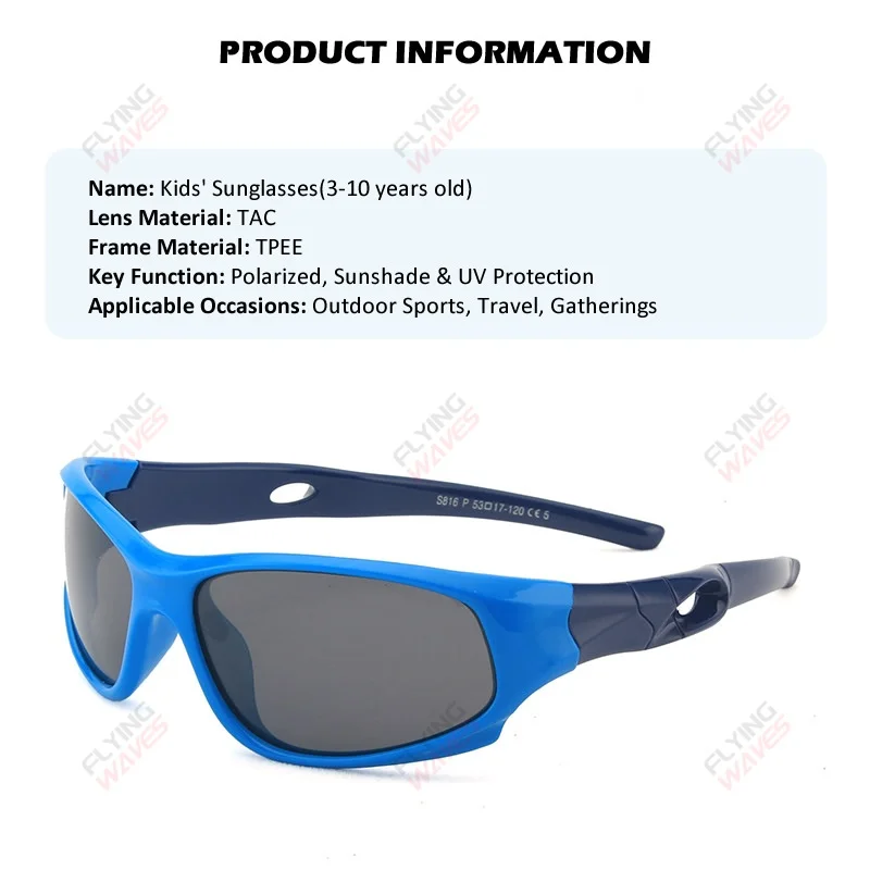 Polarized Kids Sunglasses UV400 Flexible TPEE Frame Sports Sun Glasses for Boys Girls 3-12 Years Cool Cycling Baseball Softball