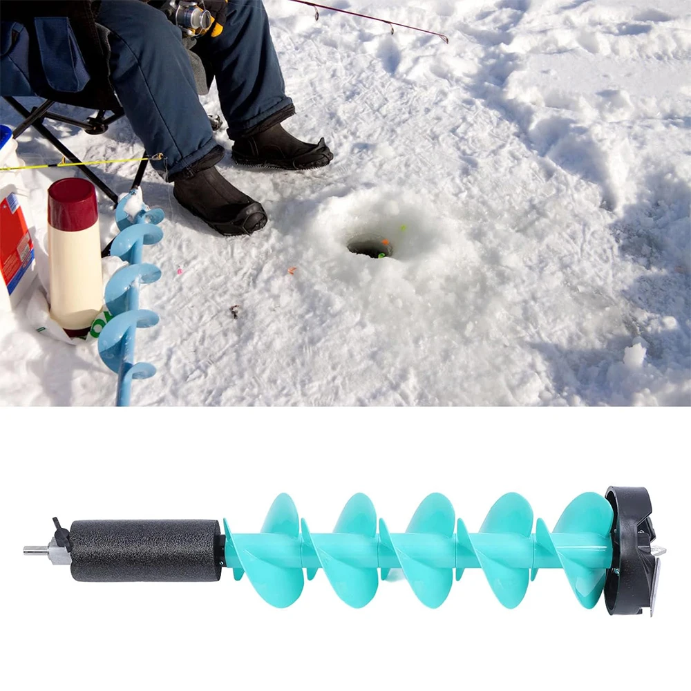 Ice Drill Auger 2 Steel Blades Impact Resistance Electric Drill Auger 6 Inch Rotating Diameter 19.6 inch Long for Winter Fishing