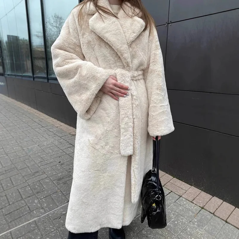

New Autumn and Winter Faux Fur Coat for Women Thickened and Lengthened Faux Rabbit Fur Jacket Loose and Warm Women's Clothing