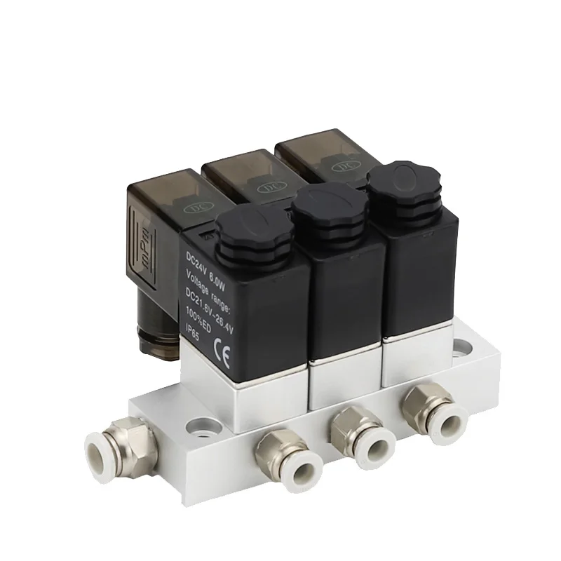 

2V025 Пневматический электромагнитный клапан Многоходовой комбинированный коллектор 2-ходовой воздушный клапан DC24V - с электроприводом