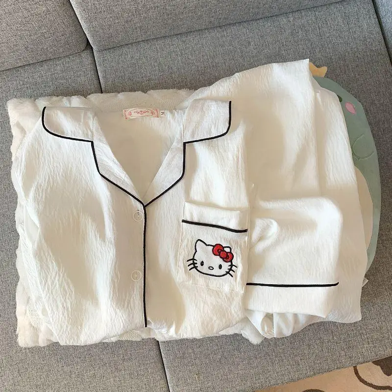 

Kawaii Hellokitty Autumn Winter Cute Nightgown Girl Tops Pants Couple Pajamas Cartoon Cute Student Casual Home Clothes Set Hot