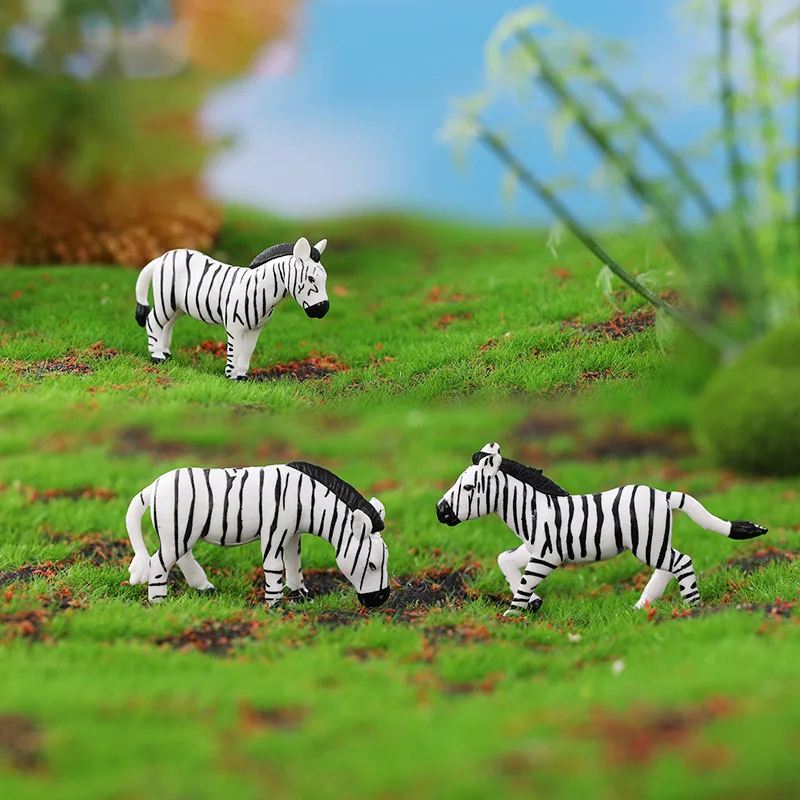 6 Stks/sets Simulatie Zebra Familie Pvc Sprookjesachtige Tuin Miniaturen Beeldjes Dier Mini Figuren Landschapsboerderij Decoratie Kids Cadeau