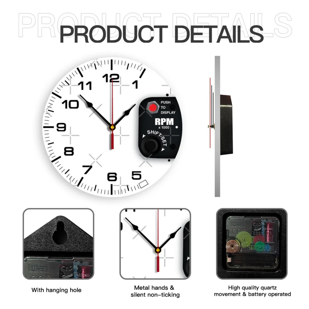 Drag Racing 3D Tachometer Wall Clock for Home, Office, Hotel, Restaurant, School Decoration