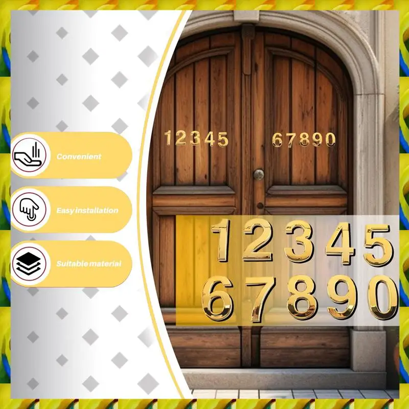WFF 3D Numeral Door Plaque House Drawer Sign Gate Digits 0 To 9 ABS Number Tag Hotel Home Sticker Address Door Label