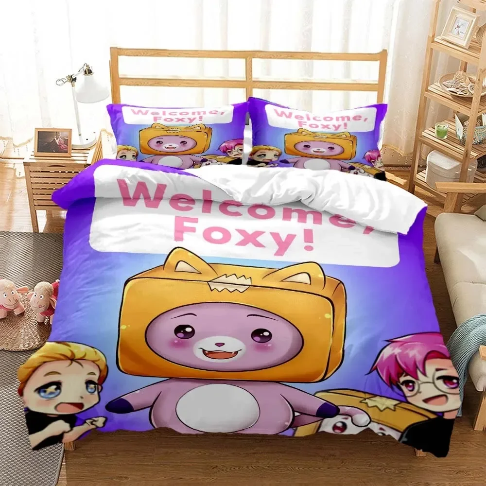 

Lankybox Foxy Boxy Cute Cartoon Comfortable Duvet Quilt Cover Pillowcase Bedding Set Children Bedroom Decoration Home Textile