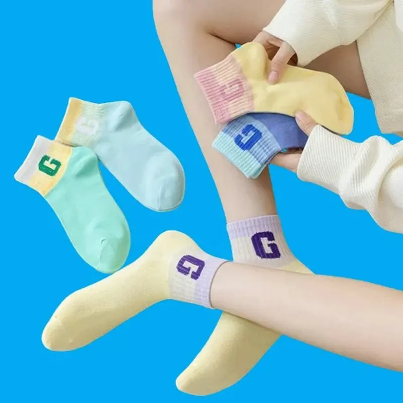 5/10 Pairs Half-length Outdoor All-match Socks New Gradient Women's G Letter High Value Socks Spring and Summer Short Socks