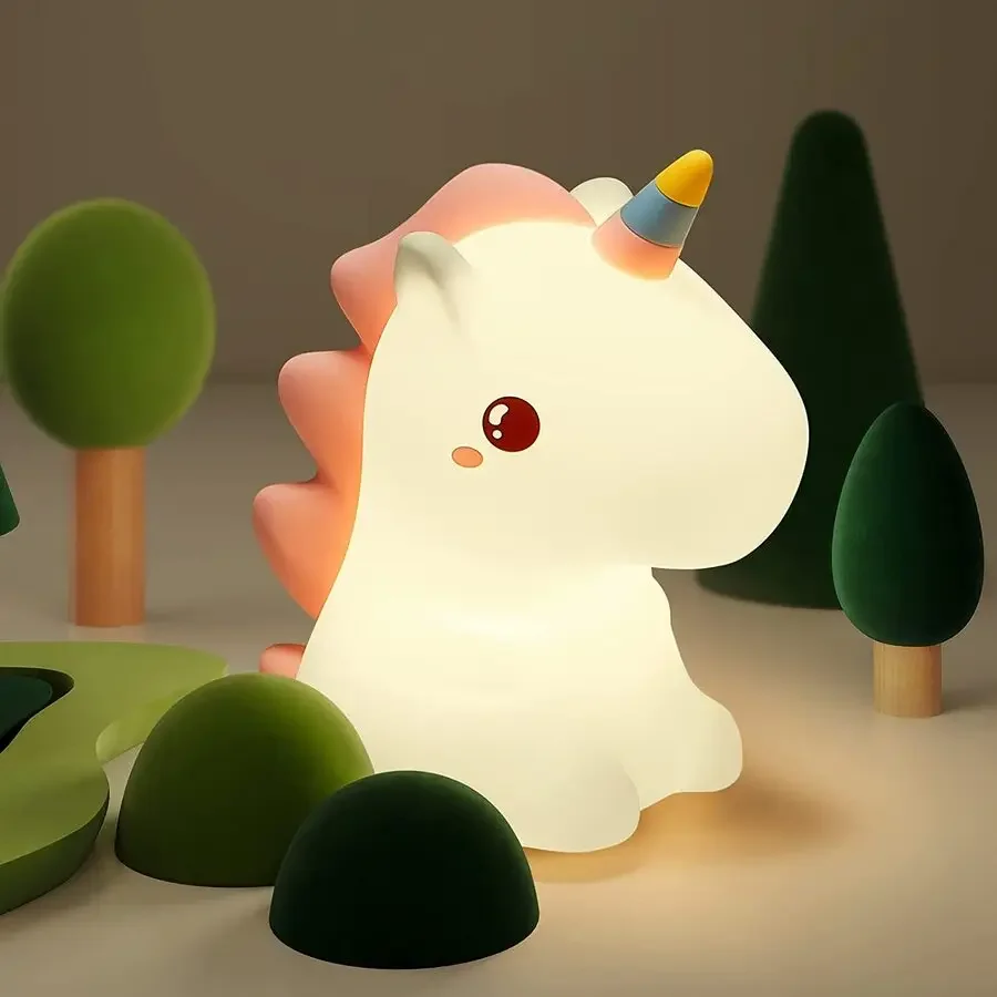 

unicorn Cute Silicone LED Night Light For Kids children USB Rechargeable Cartoon Animal bedroom decor Touch Night Lamp for gifts