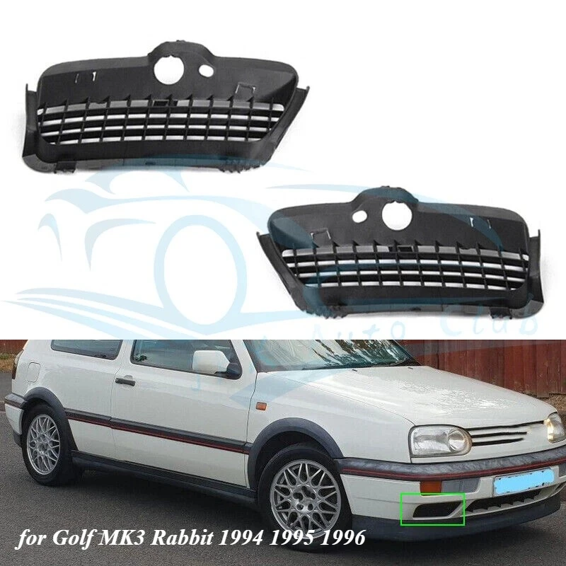 1/2pcs Car Front Bumper Fog Lights Grille Cover Fit for Golf MK3 Rabbit 1994 1995 1996 1H6853665A 1H6853666 (black) New
