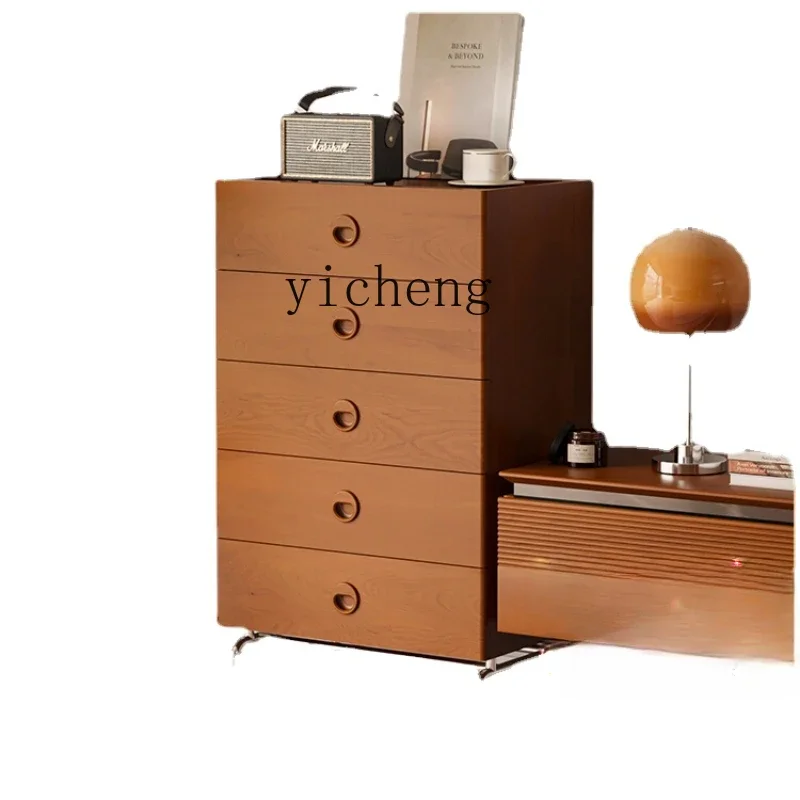 

ZK Solid Wood Retro Chest of Drawers Small Furniture Bedroom Locker Storage Multifunctional Cabinet