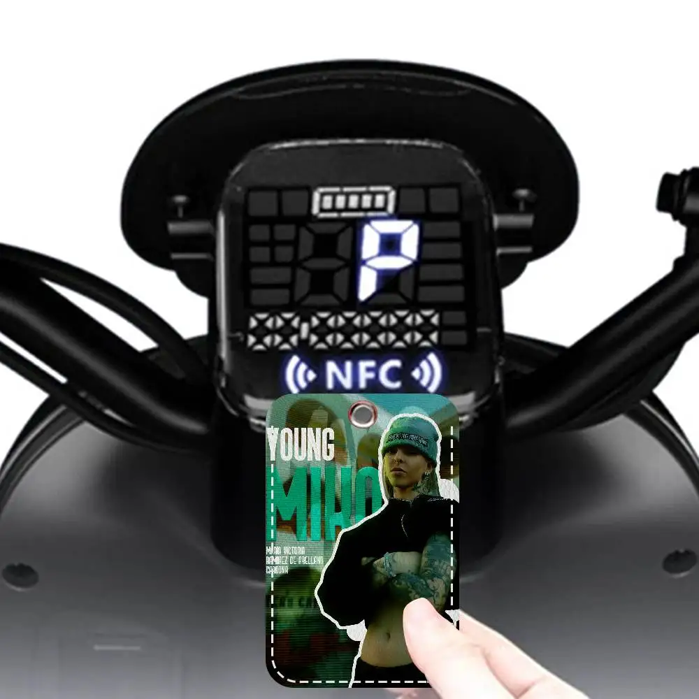 Singer Y-Young M-Miko Rectangle ID Card Case Keychain Access Card Bag Key Tag Ring Leather Card Holder Key Ring Access