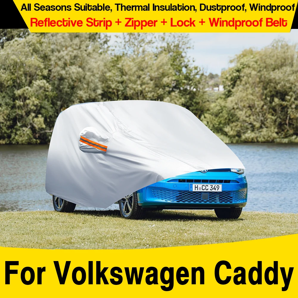 

Zipper Car Cover Auto Anti-UV Sun Rain Snow Wind Protection Cover All Weather Suitable For Volkswagen Caddy 1996-2026