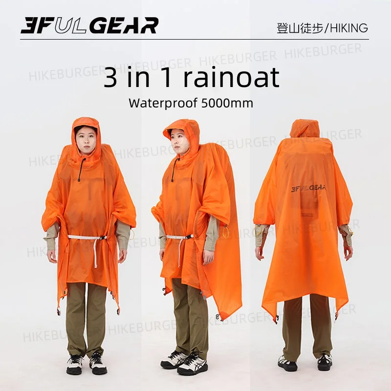 3F UL GEAR 3 in1 معطف واقي من المطر التخييم في الهواء الطلق معطف واق من المطر خفيفة المحمولة متعددة الوظائف المعطف مقاوم للماء المشي لمسافات طويلة الظهر #3