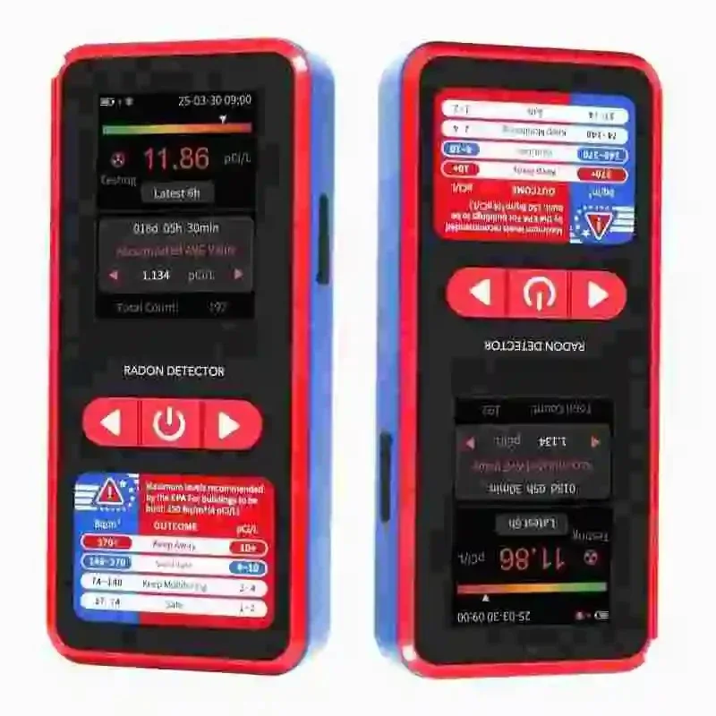 Professional Radon Detector with 6H Fast Result 45-Day Battery Color Display Data Logging(24/48/72/96h) Alarm for Basement Home