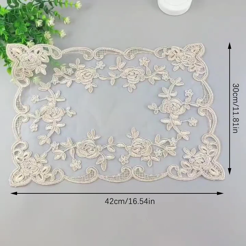 European Luxury Golden Gauze Lace Placemats 42*30CM Table Mats Dish Bowl Mats Cup Table Lamps Vase Christmas Covers Coasters