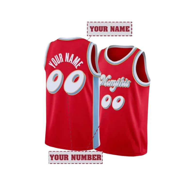 Custom Basketball Jerseys Name And Number Breathable Sleeveless Memphis Shirts Embroidered Designs for Training And Competition.