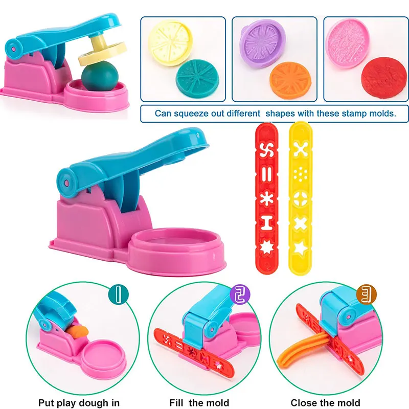 Play Dough Accessories Set for Kids Playdough Tools with Various Plastic Molds Rolling Pins Cutters Clay Model for Children Kids