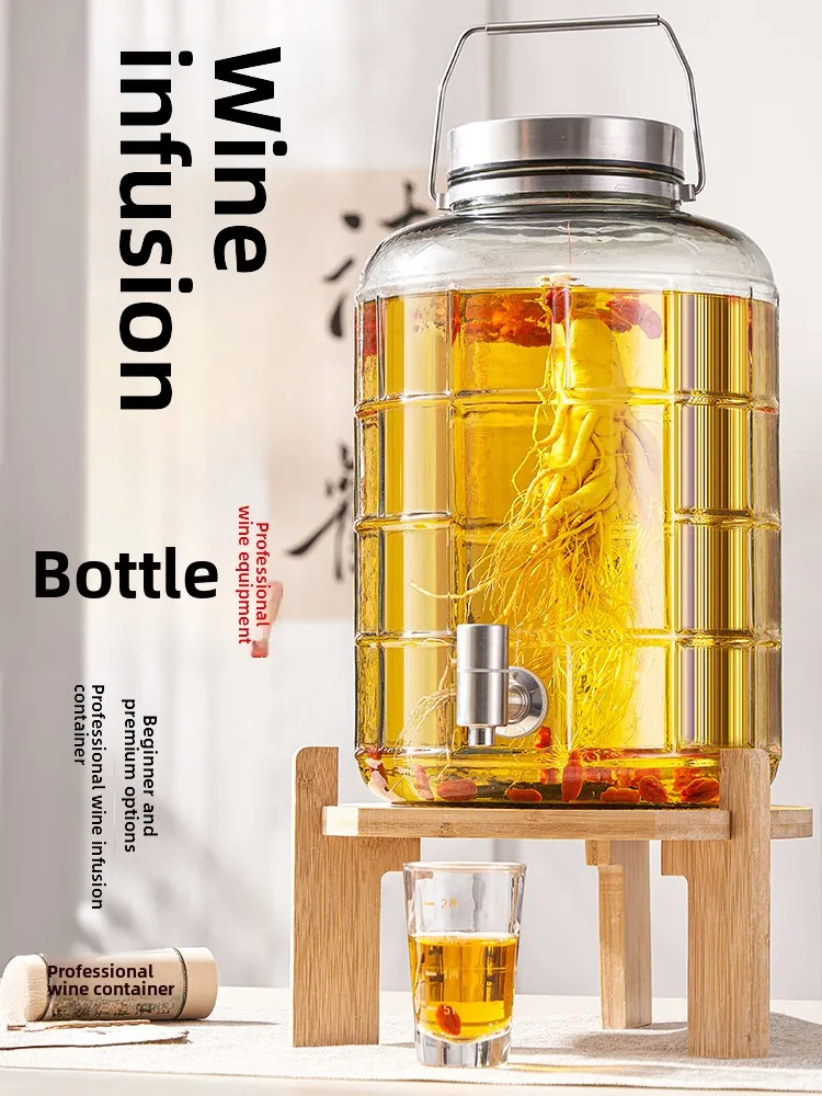 

High Borosilie Glass Bottle for Brewing Wine with Tap And Base Seal Container for Home Use Premium Quali Ginseng Liquor Jar