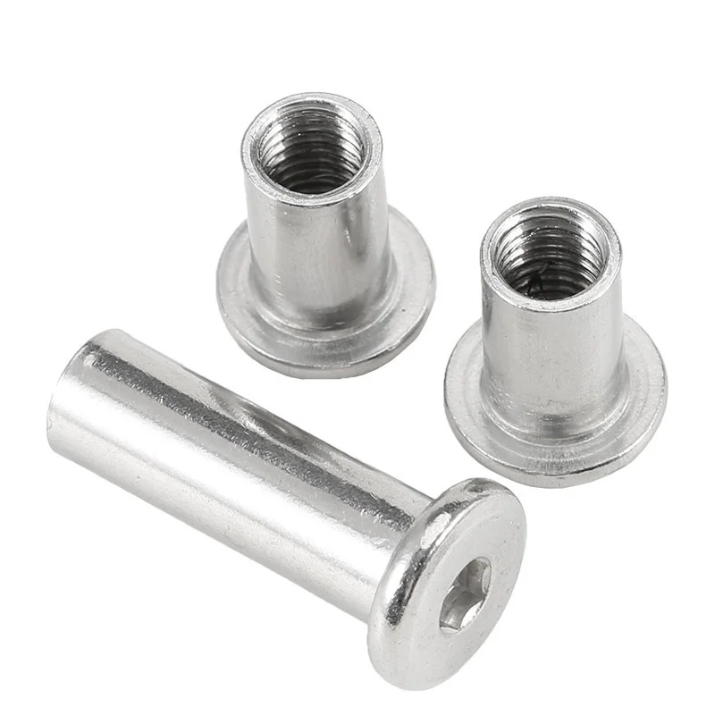 M2 M3 M4 M5 M6 M8 304 Stainless Steel Flat-Head Hex Socket Cap Furniture Rivet Embedded Connector Sleeve Nuts