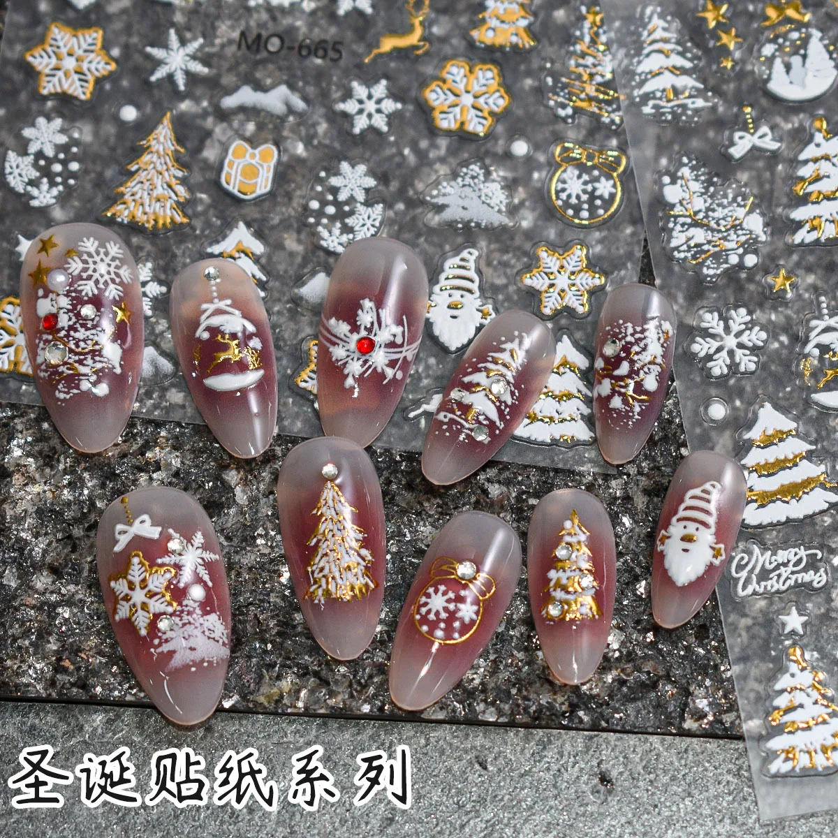 3Pcs/Set Embossed Snowflake Nail Stickers Gold Foil Winter Snow Nail Art, 3D Christmas Press-On Nail Decor for Festive Manicures