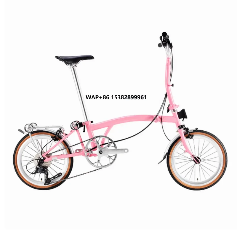 

Molybdenum Steel 16-inch Tri Folding Bike, 9-Speed Lightweight Portable Bicycle with Ybar M Bar for Adults Commuting