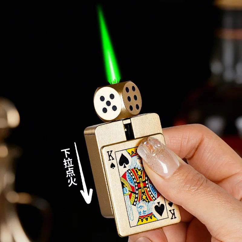 

NEW Mahjong Pattern Lighter Decompression Rotating Metal Inflatable Windproof Lighter Cigarette Accessories Gift