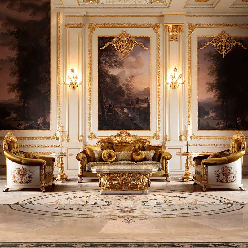 Customizable French Fabric Sofa French Shell Painted Sofa Turkish Sofa