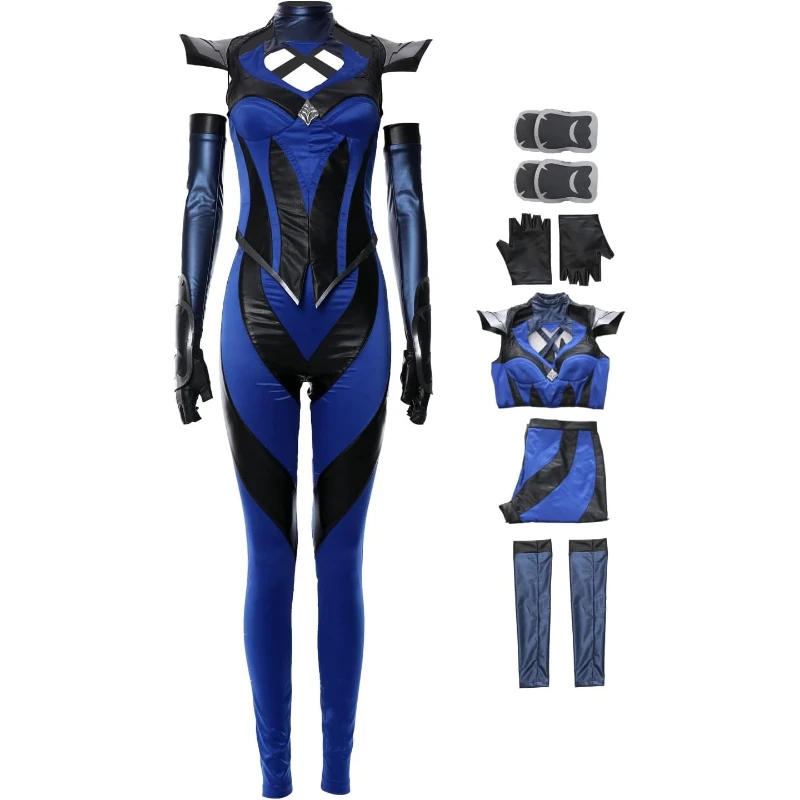 Disfraz de Cosplay de Kitana de Mortal Kombat para Mujer, Traje de Fantasía, Mono, Máscara, Disfraz para Halloween, Carnaval y Fiestas