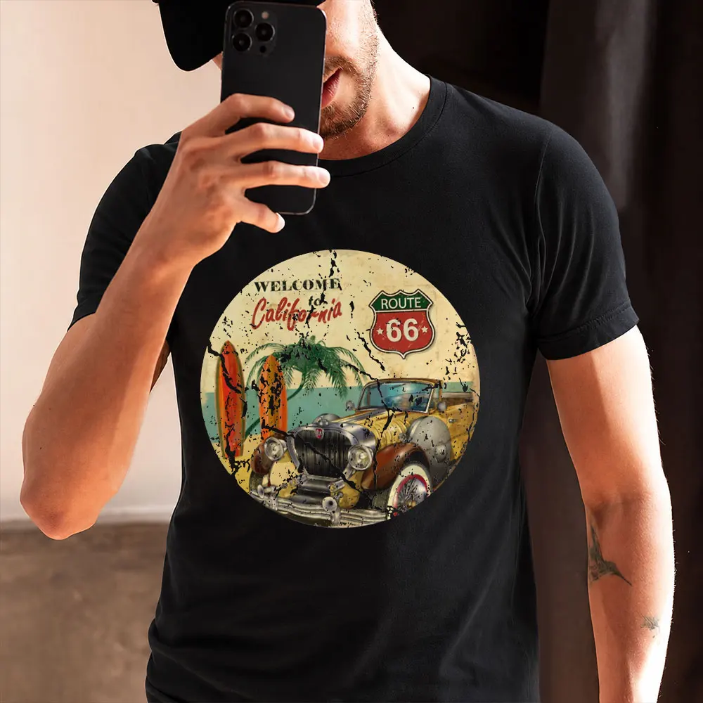 America Highway Route 66 The Road of Freedom Old School Gift T shirt for Biker 0716 Mother Road Graphic Clothes All Size Tees