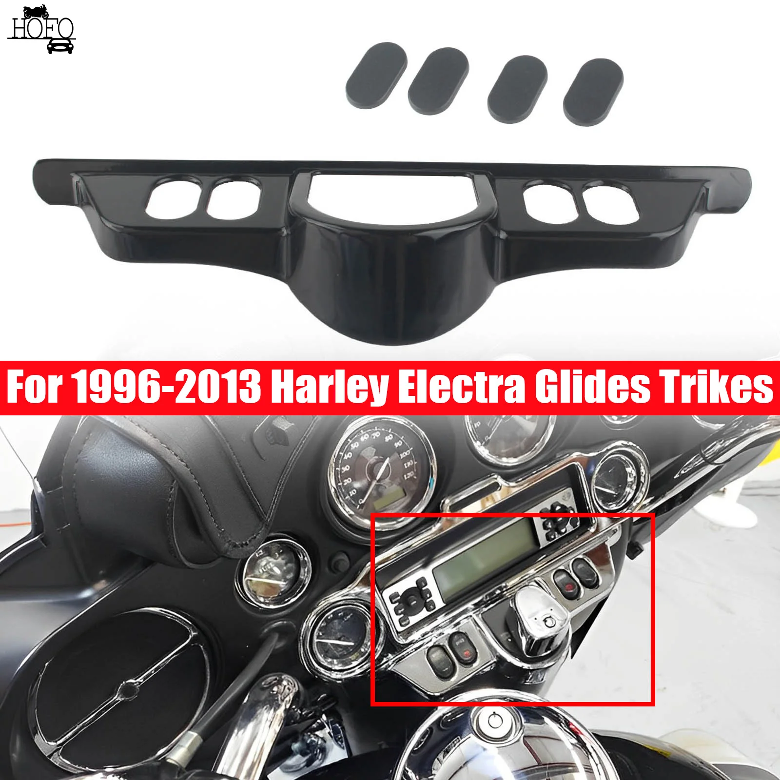 

Motorcycle Fairing Switch Panel Dash Accent Cover Black For Harley Electra Glides 1996-2013 For Harley Street Glides Trikes