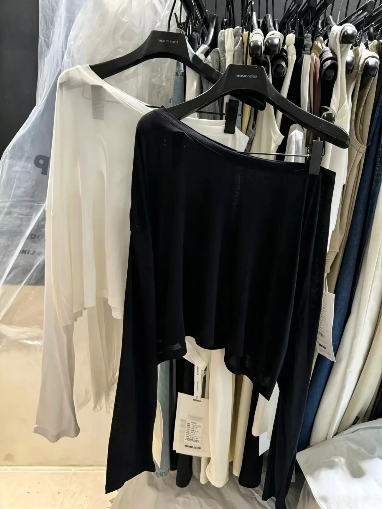 Korean Style Long Sleeve Lazy Shoulder T-Shirt Women's Summer New Thin Micro-Porous Air Conditioning Cover Shirt Top