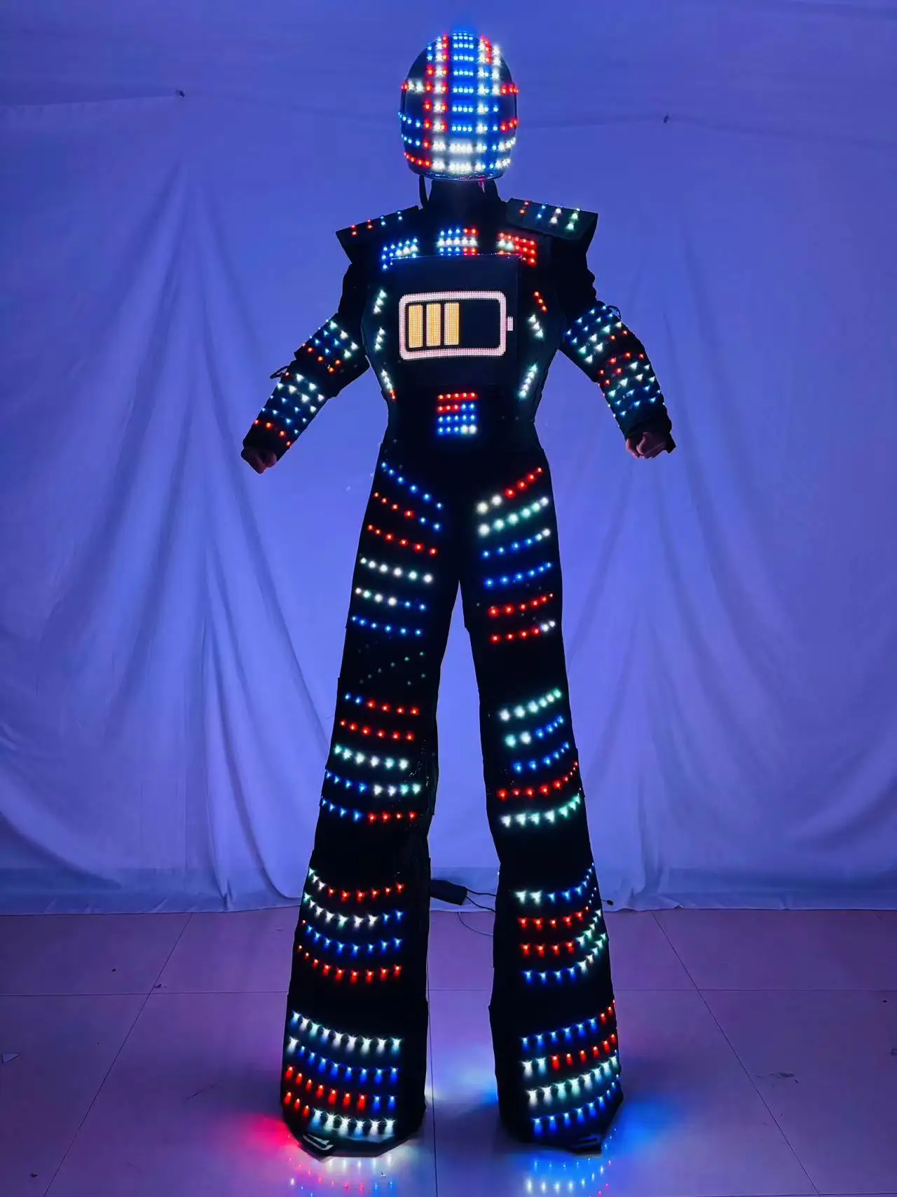 2024 Hot Full Color Smart Pixels LED Robot Suit Costume Clothes Stilts Walker Costume LED Lights Luminous Jacket