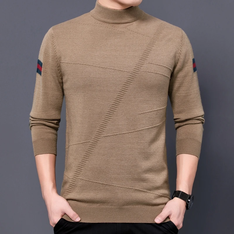 

2022 Autumn and Winter Knitted Sweater Men Luxury Long Sleeve Turtleneck Jacquard Male Sweaters Korean Fashion Clothing 4XL