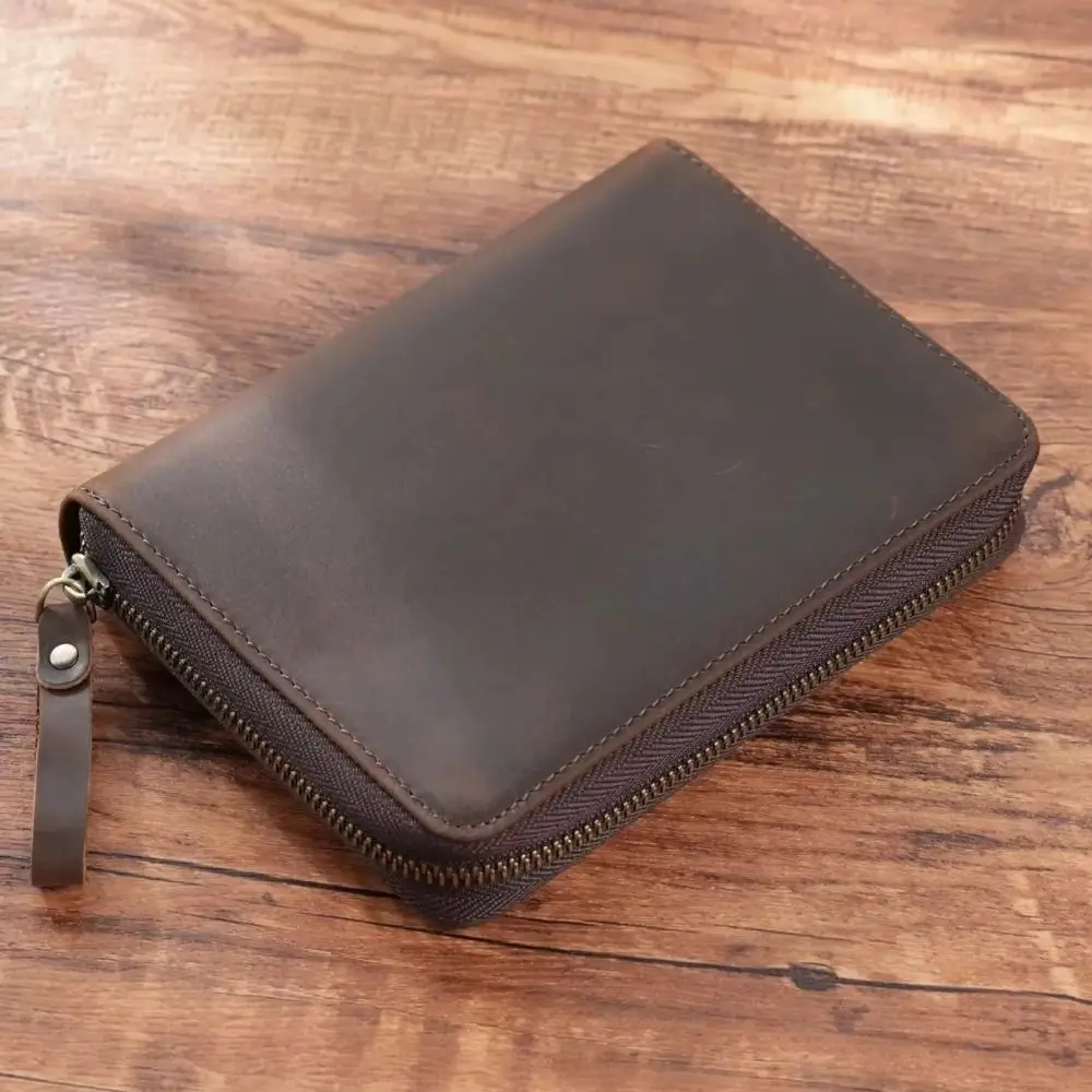 2025 Leather A6 Notebook Cover Soft Creative Zipper Wrap Multifunctional Durable 5-Slot Pen Bag for Hobonichi/ Stalogy/ Midori