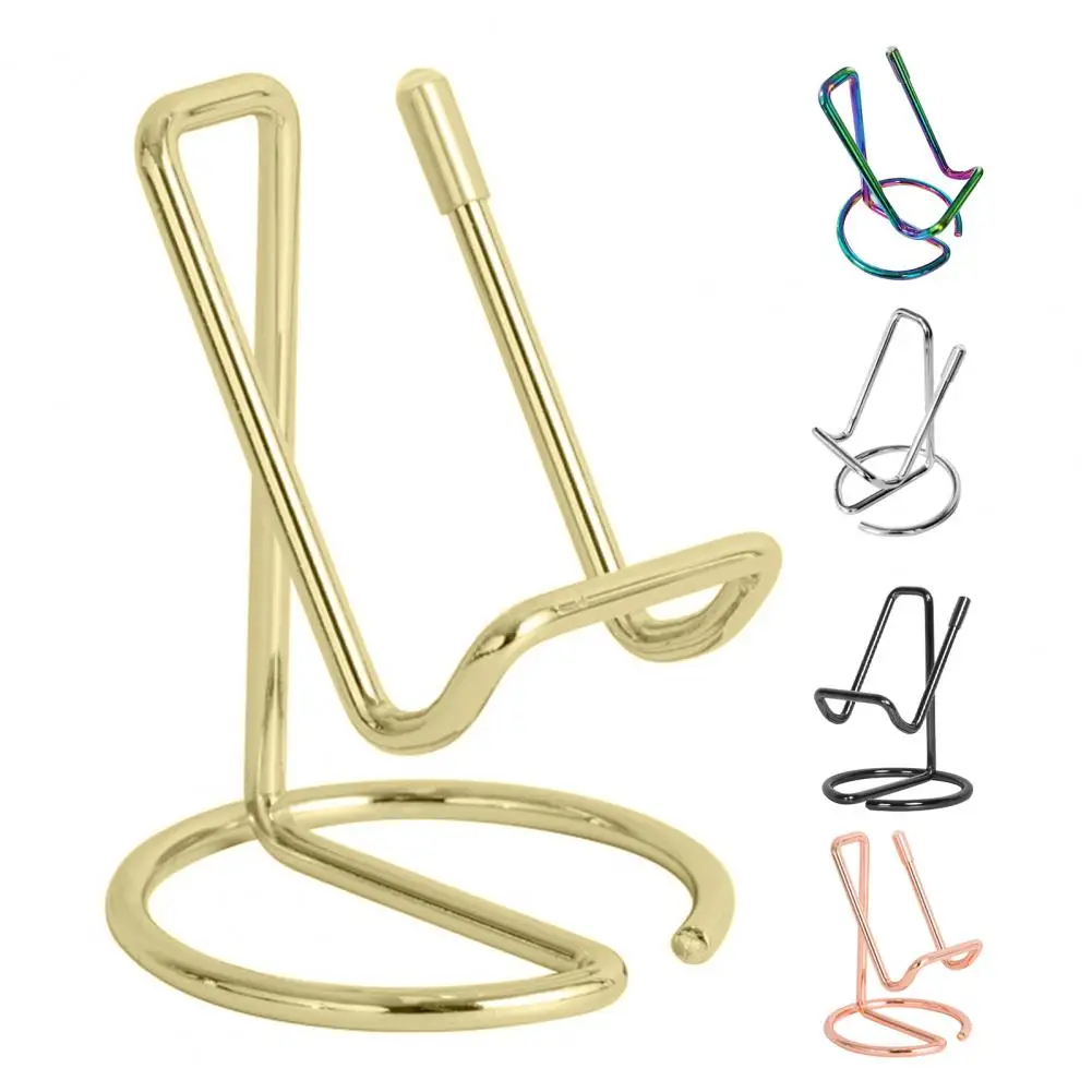 Decorative Business Card Holder One-line Forming Wrought Iron Smooth Surface Portable Phone Rack for Home