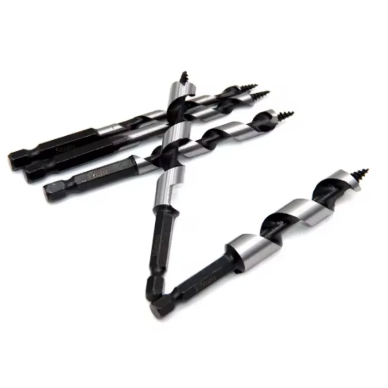 5 قطعة 100 مللي متر نجار اوجير بت 5-12 مللي متر سداسية مقبض تويست الحفر اليد دوامة مخرطة السلطة أداة اكسسوارات مجموعة المنشار