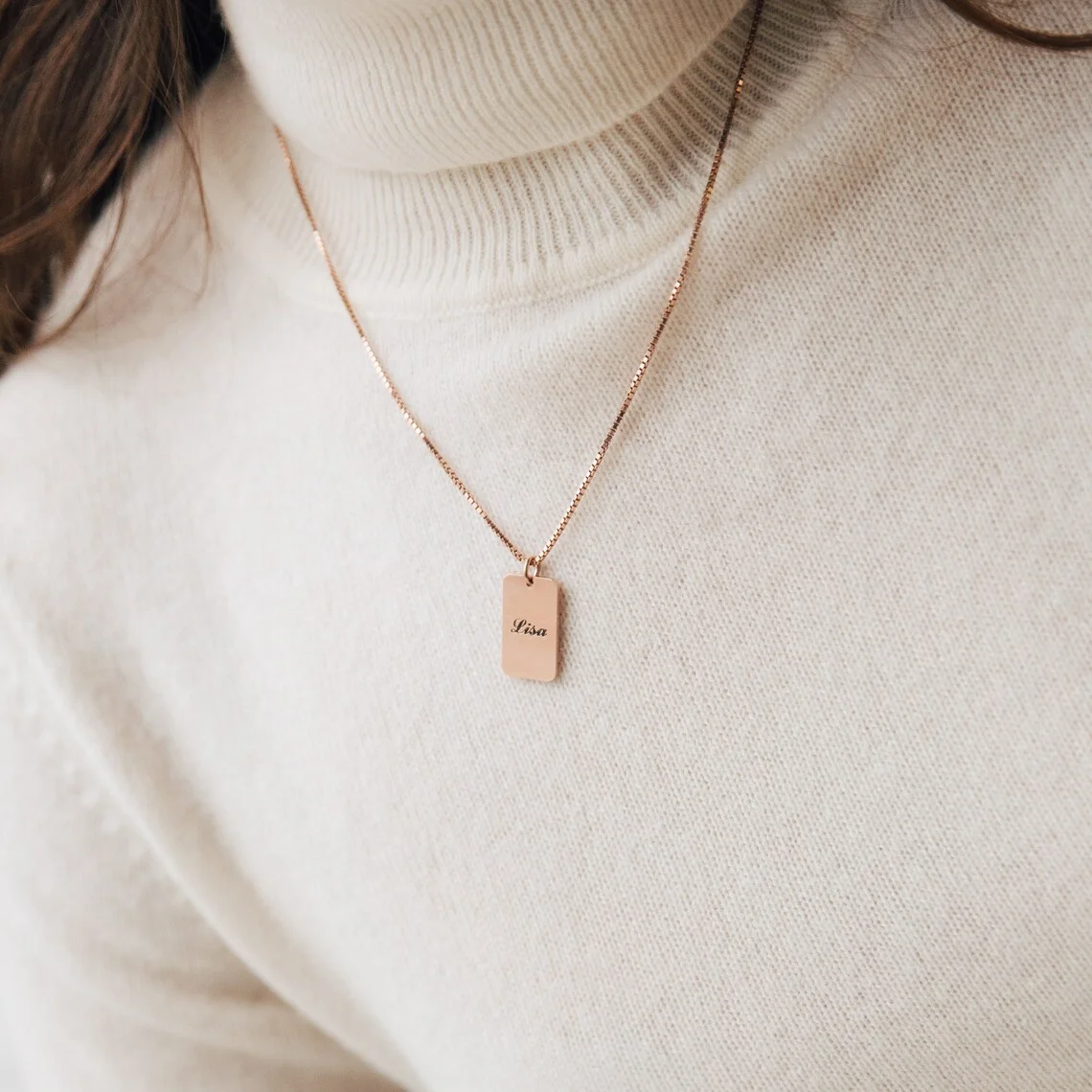 Custom Name Necklace Personality Square Nameplate Pendant Stainless Steel Box Chain Women Unisex Jewelry Birthday Gift