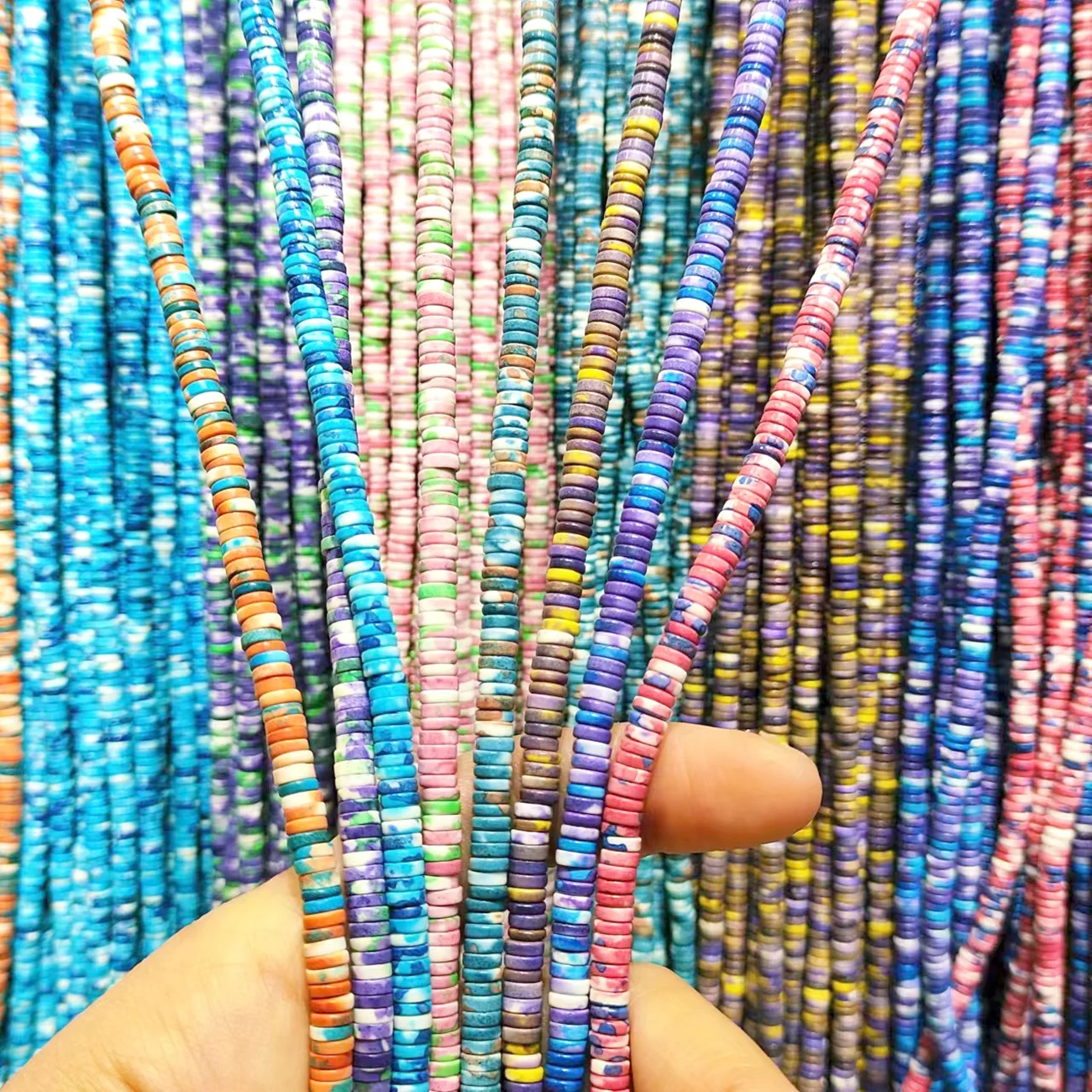 1X4mm Small Abacus Multicolor Natural Rainbow Anion Oxide Stone Loose Beads Necklace Bracelet Spacers DIY Jewelry Making Design