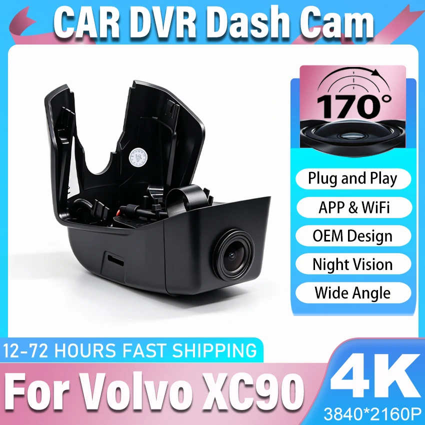 New! 4K Dash Cam For Volvo XC90 2015-2026 Dash Car Camera (Model A/B) WiFi & APP HD Night Vision Plug and Play Dashcam