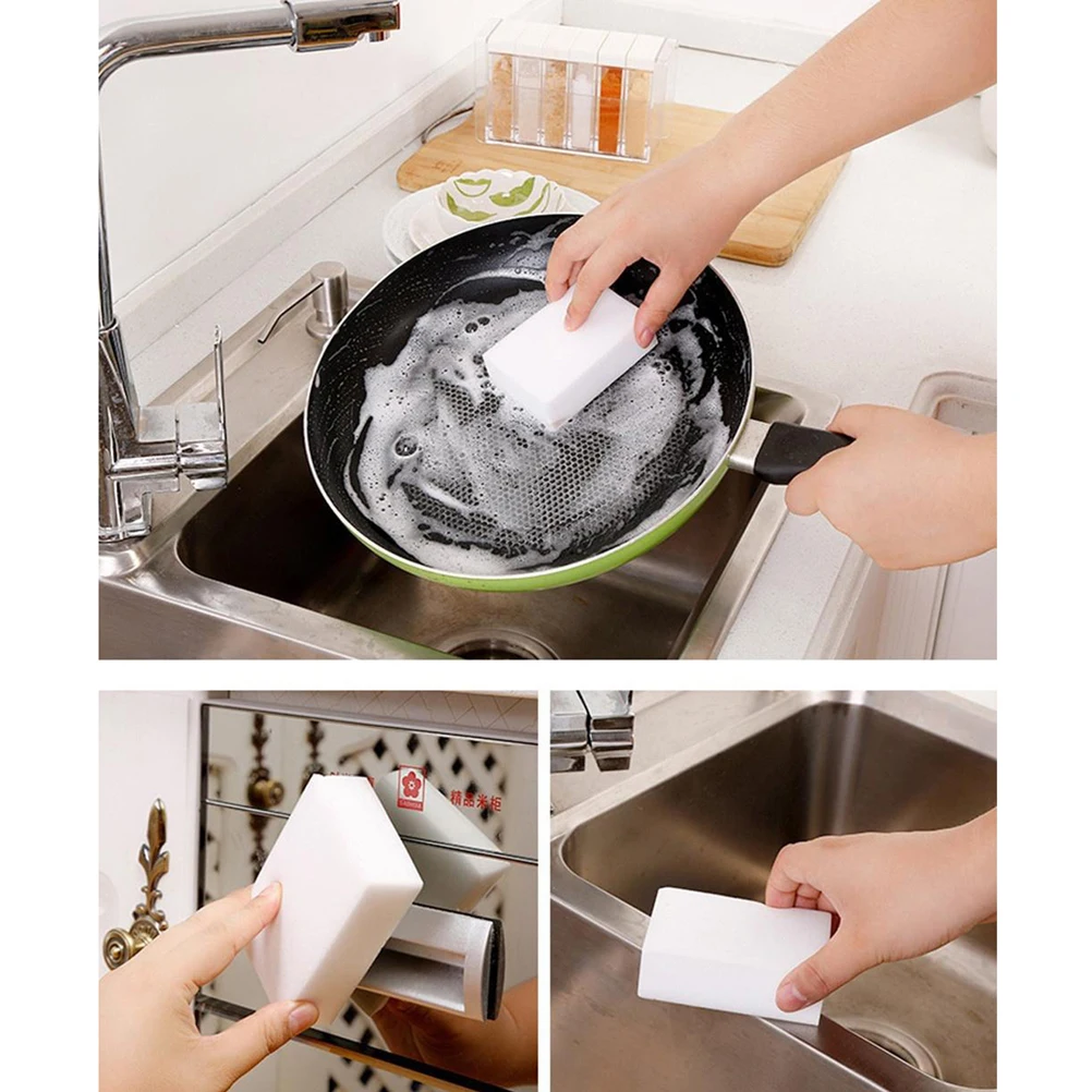 

50pcs Nano Wipe White Cleaning Sponge Strong Detergency High Density Removes Stubborn Dirt Kitchenware Car Glass Furniture Dish