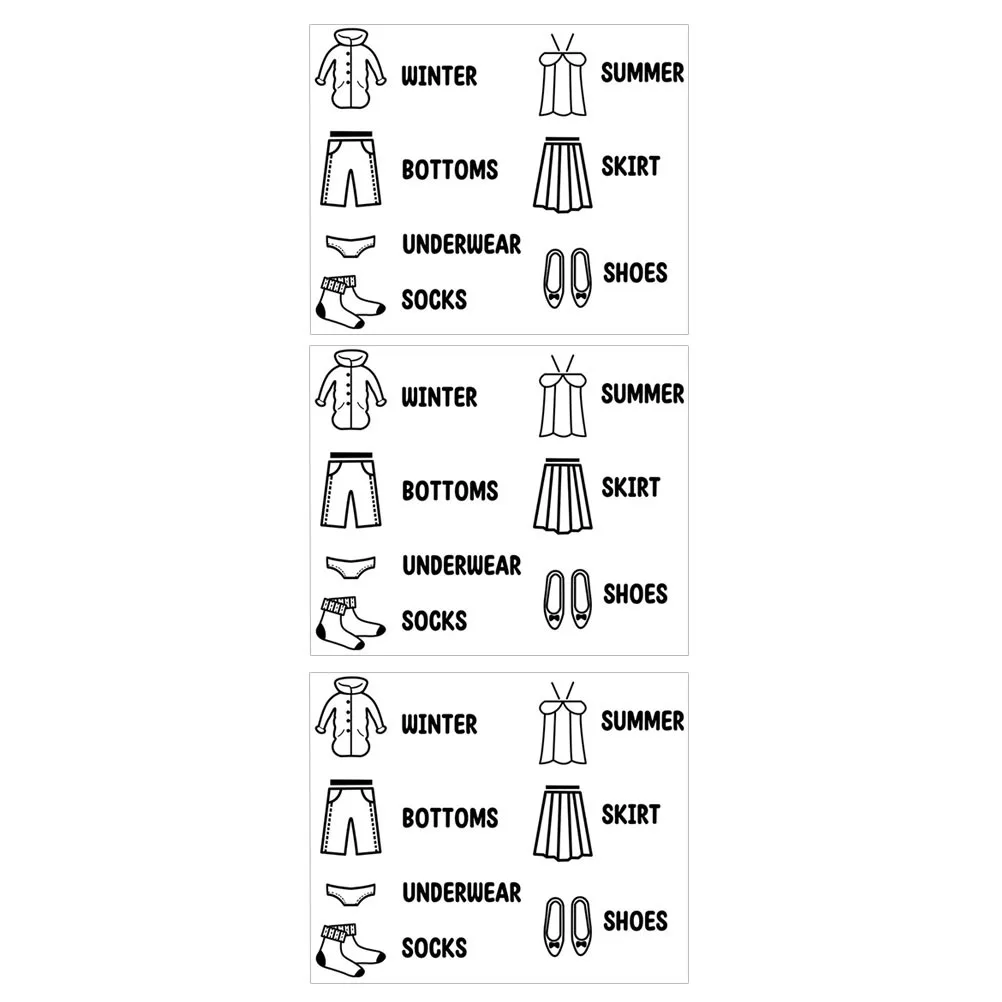 

3pcs Clothing Labels For Wardrobe Organization Classification Decals Removable Clothes Storage Label Household Clothes Sort