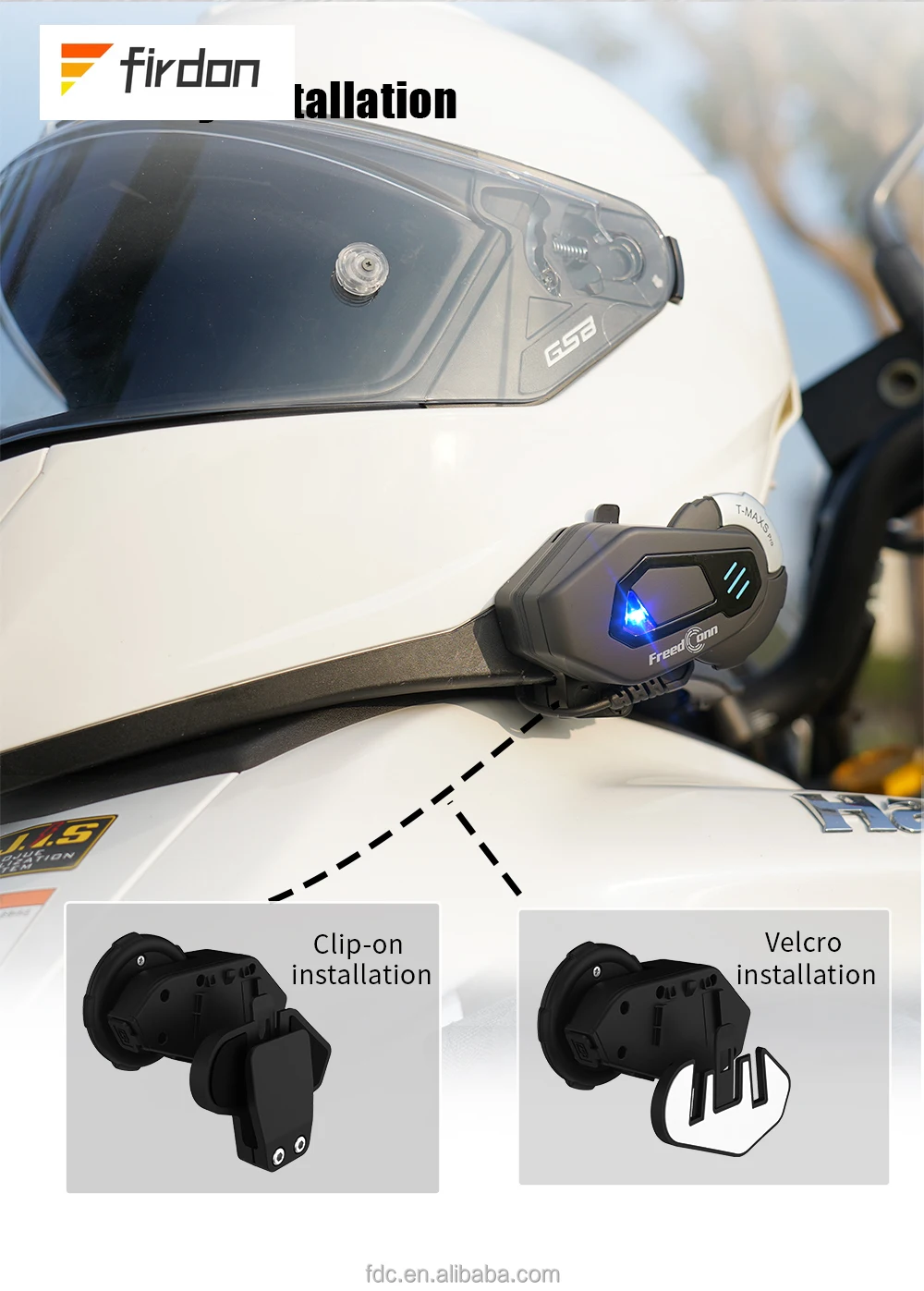 FreedConn Original T-MAX S PRO Motorcycle Helmet Intercom 6 Riders Group Connection Intercom With Any Brand Bluetooth Headset