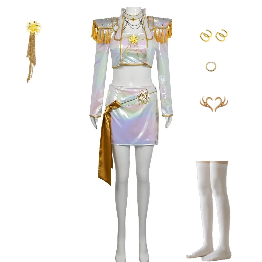 

Anime Movie K-pop Demon Hunters Mira Cosplay Costume Wig Coat Skirt Headwear Belt Props Outfit For Women Girls Huntrix Halloween