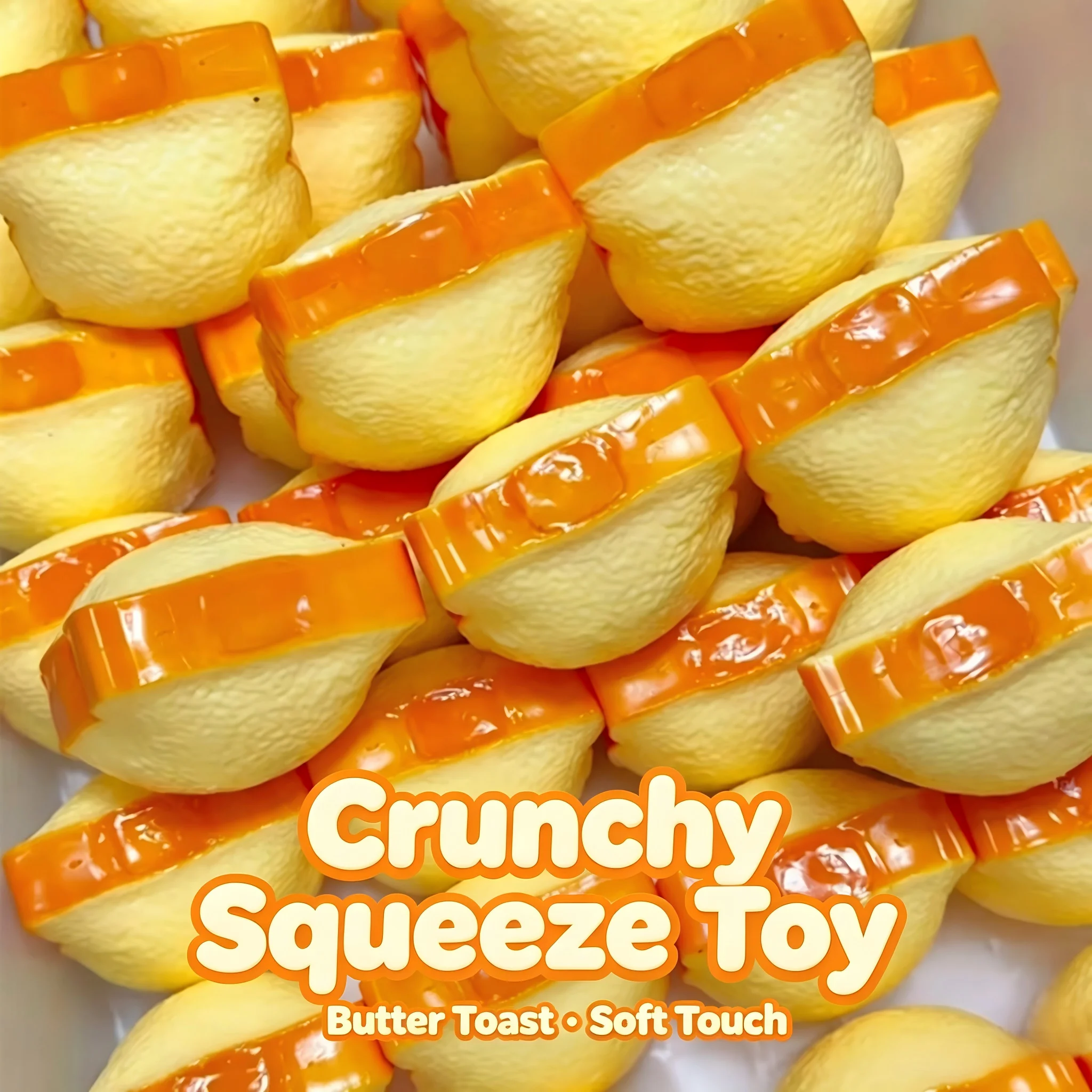 Butter Toast Squishy Stress Ball Fidget Toy Crunchy Squeeze Toy Round Blocks Filled ASMR Anti Stress Release Hand Relax Gift Toy
